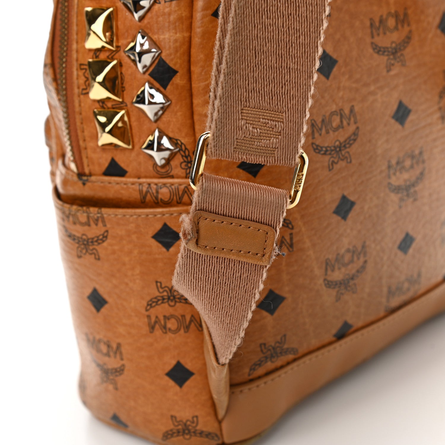MCM Visetos Stud Mini Crown Stark Backpack Cognac 10 of 14