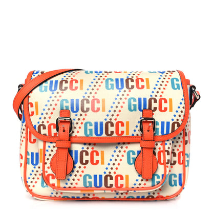 Gucci Coated Canvas Logo Star Print Childrens Messenger Bag Beige Multicolor Vibrant Orange 1 of 9