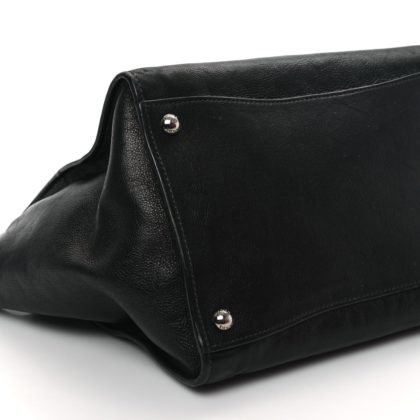 Glace Calf Twin Pocket Tote Black