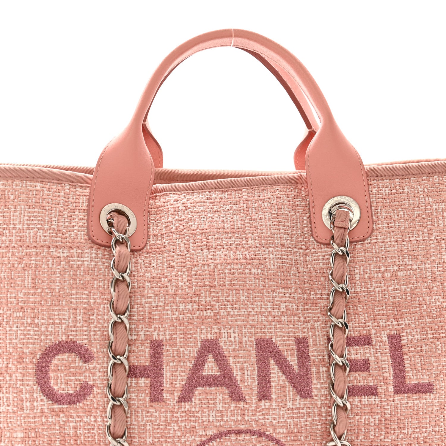 Chanel Straw Lurex Large Deauville Tote Pink 7 of 10