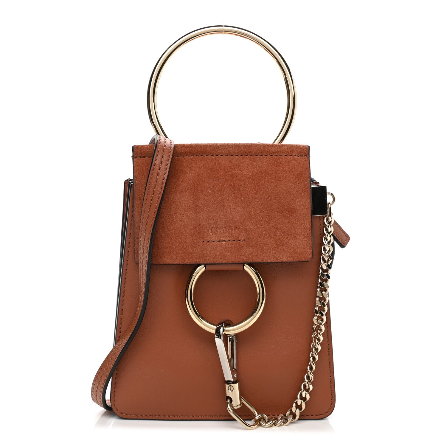 Chloe Suede Calfskin Mini Faye Bracelet Bag Tobacco 1 of 11