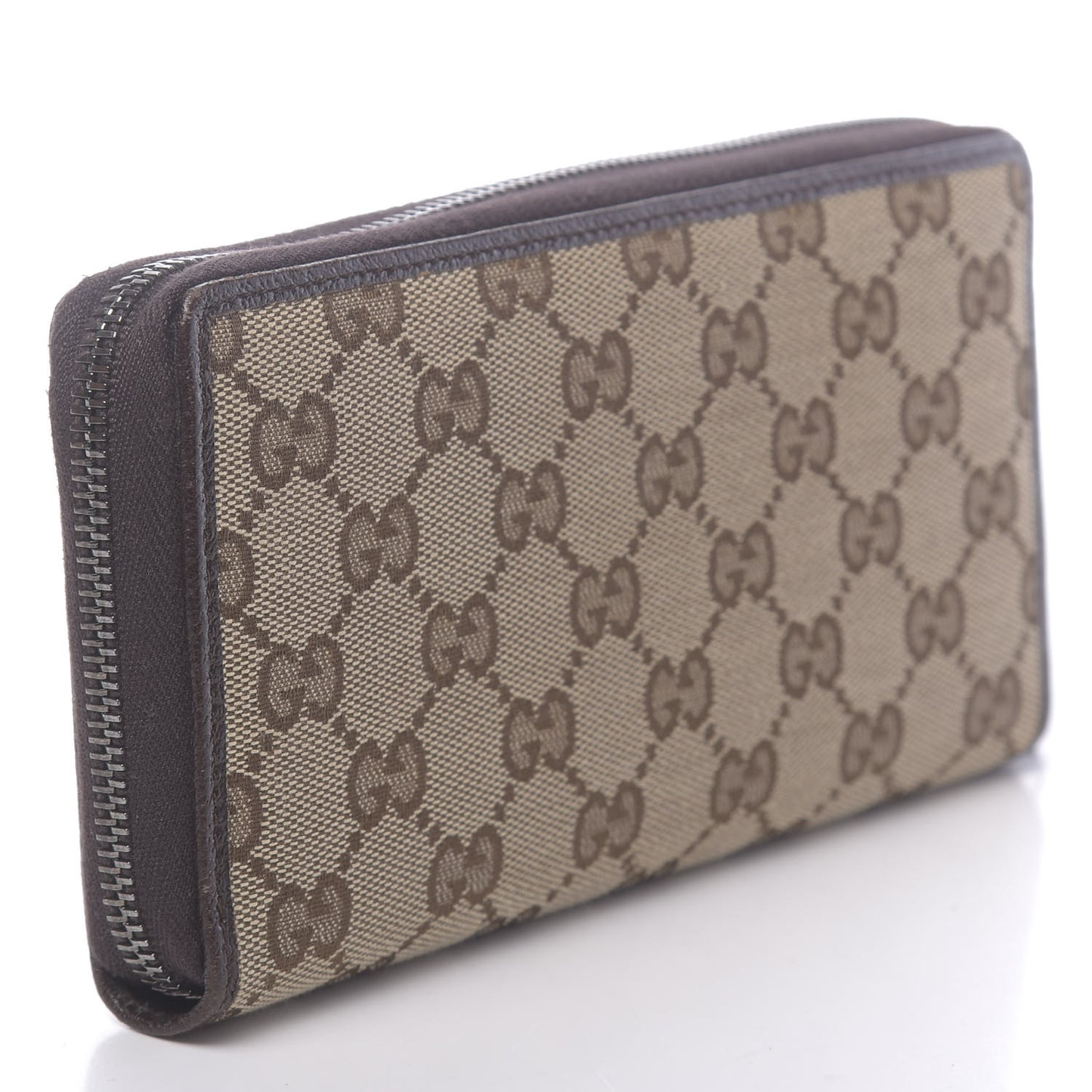 Monogram Metal Bar Zip Around Wallet Dark Brown