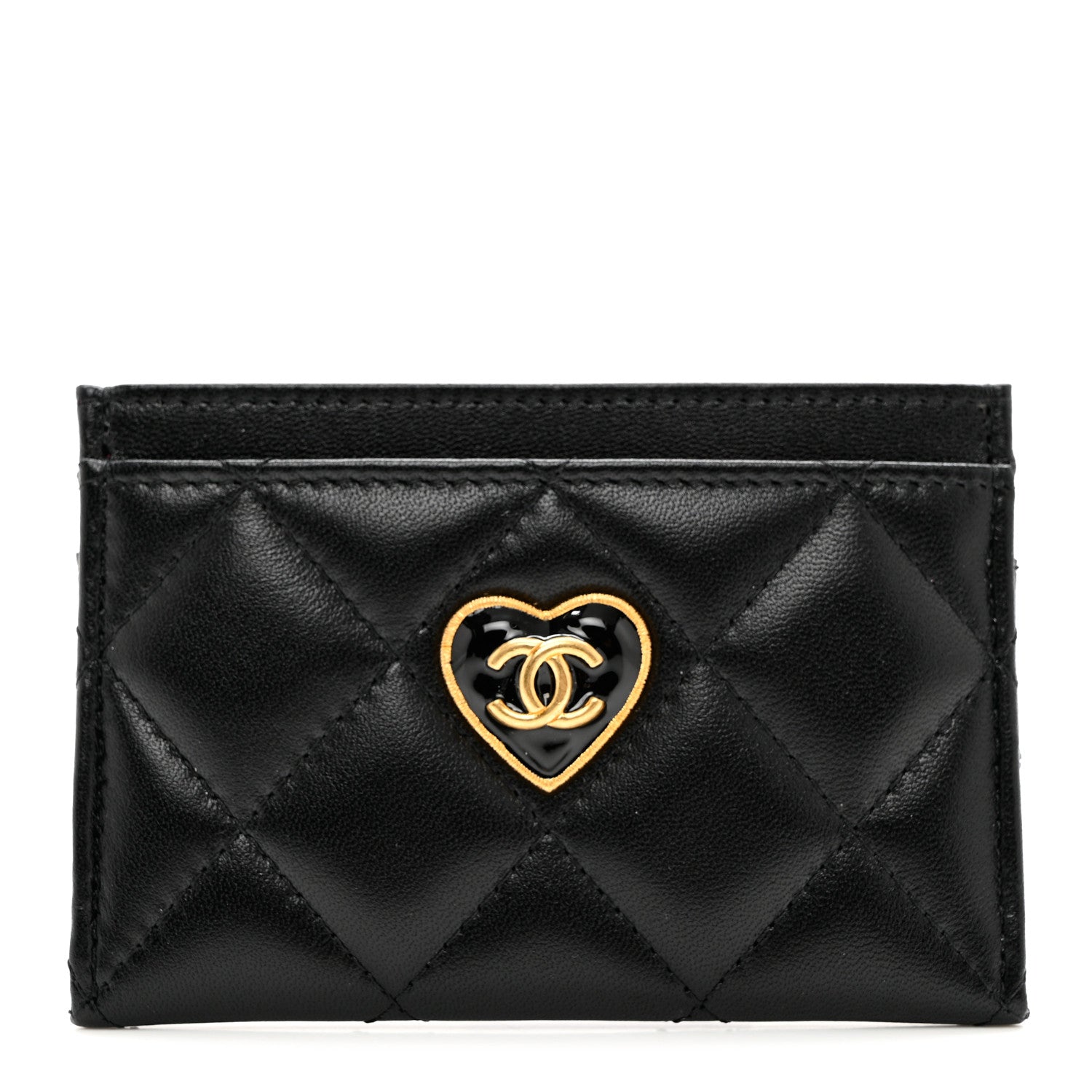 Chanel Lambskin Plexiglass Quilted Coco Love Card Holder Black 1 of 8