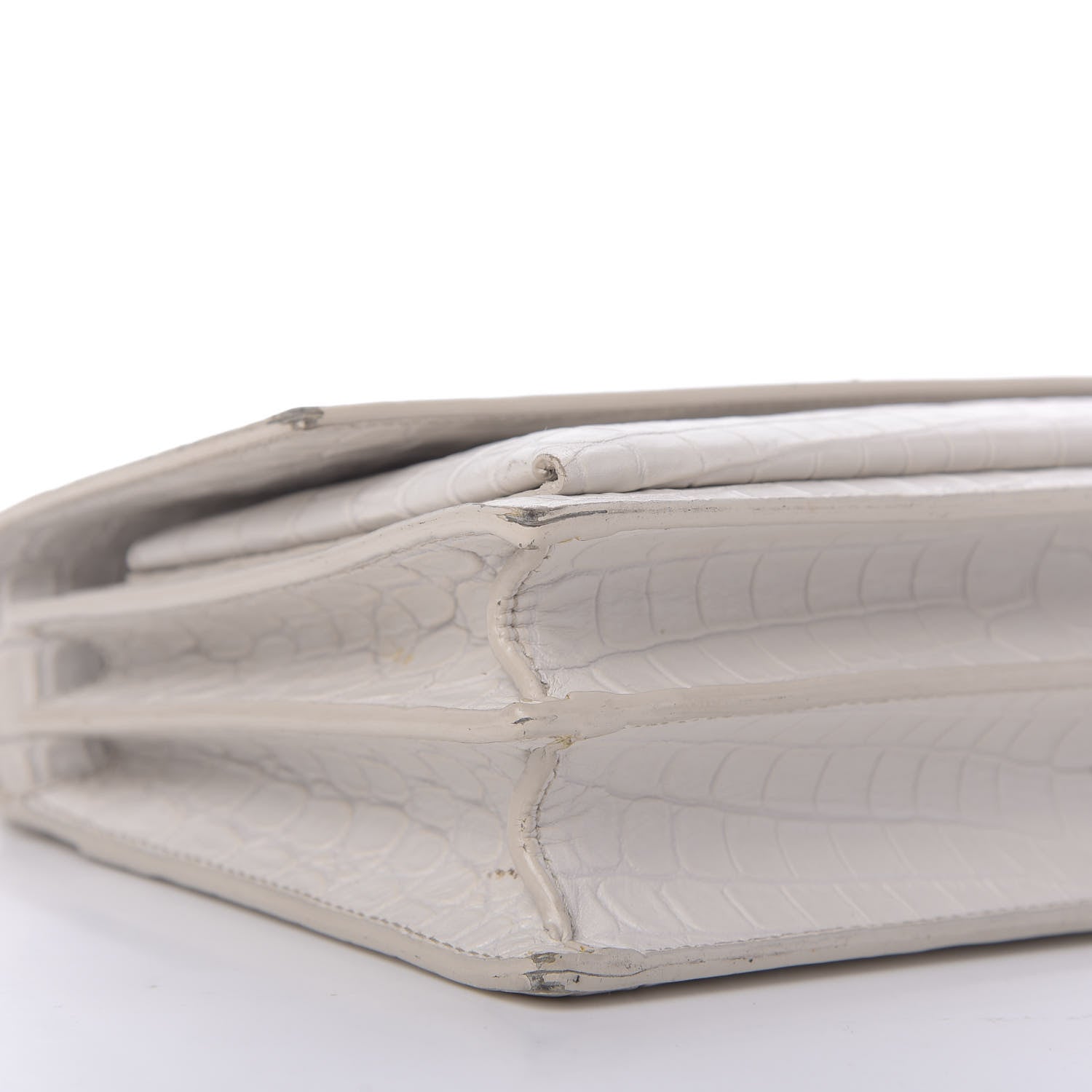 Saint Laurent Calfskin Crocodile Embossed Medium Monogram Sunset Blanc Vintage 6 of 13