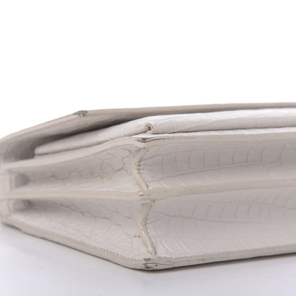 Saint Laurent Calfskin Crocodile Embossed Medium Monogram Sunset Blanc Vintage 6 of 13
