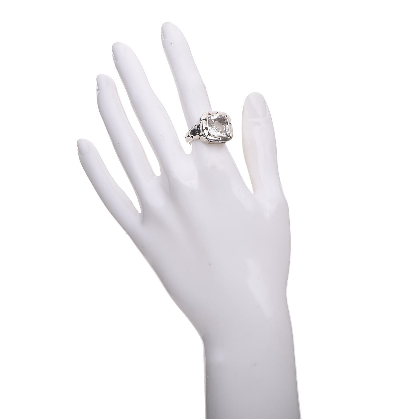 Sterling Silver White Topaz Kali Square Ring 54 7