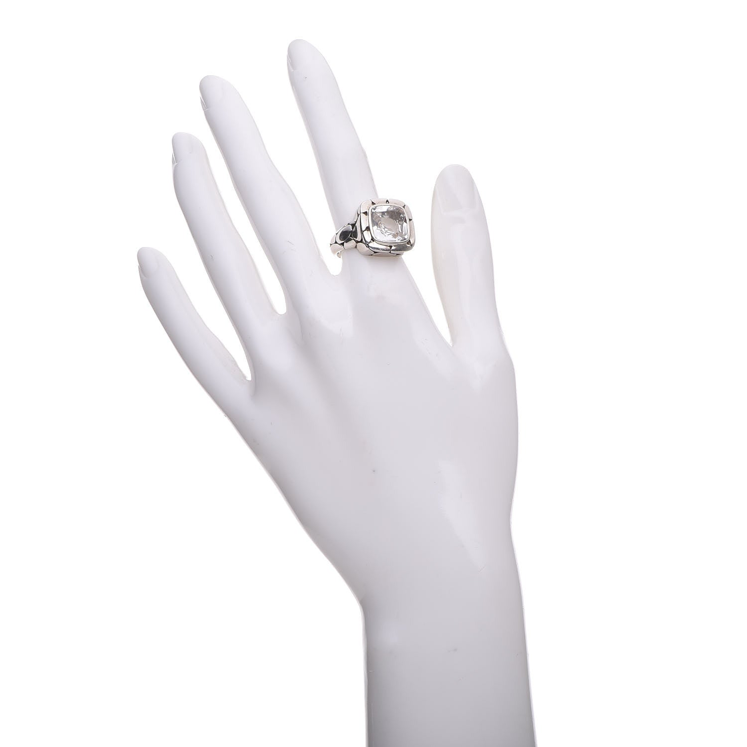 John Hardy Sterling Silver White Topaz Kali Square Ring 54 7 2 of 5
