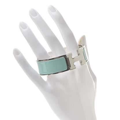Hermes Enamel Wide Clic Clac H Bracelet GM Lagon White 2 of 6