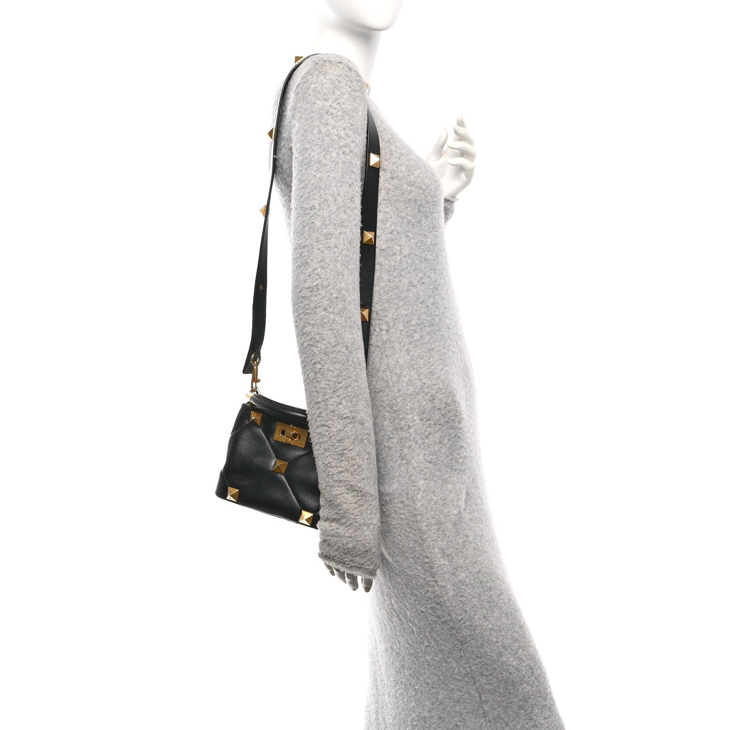 Nappa Mini Roman Stud The Handle Bag Black