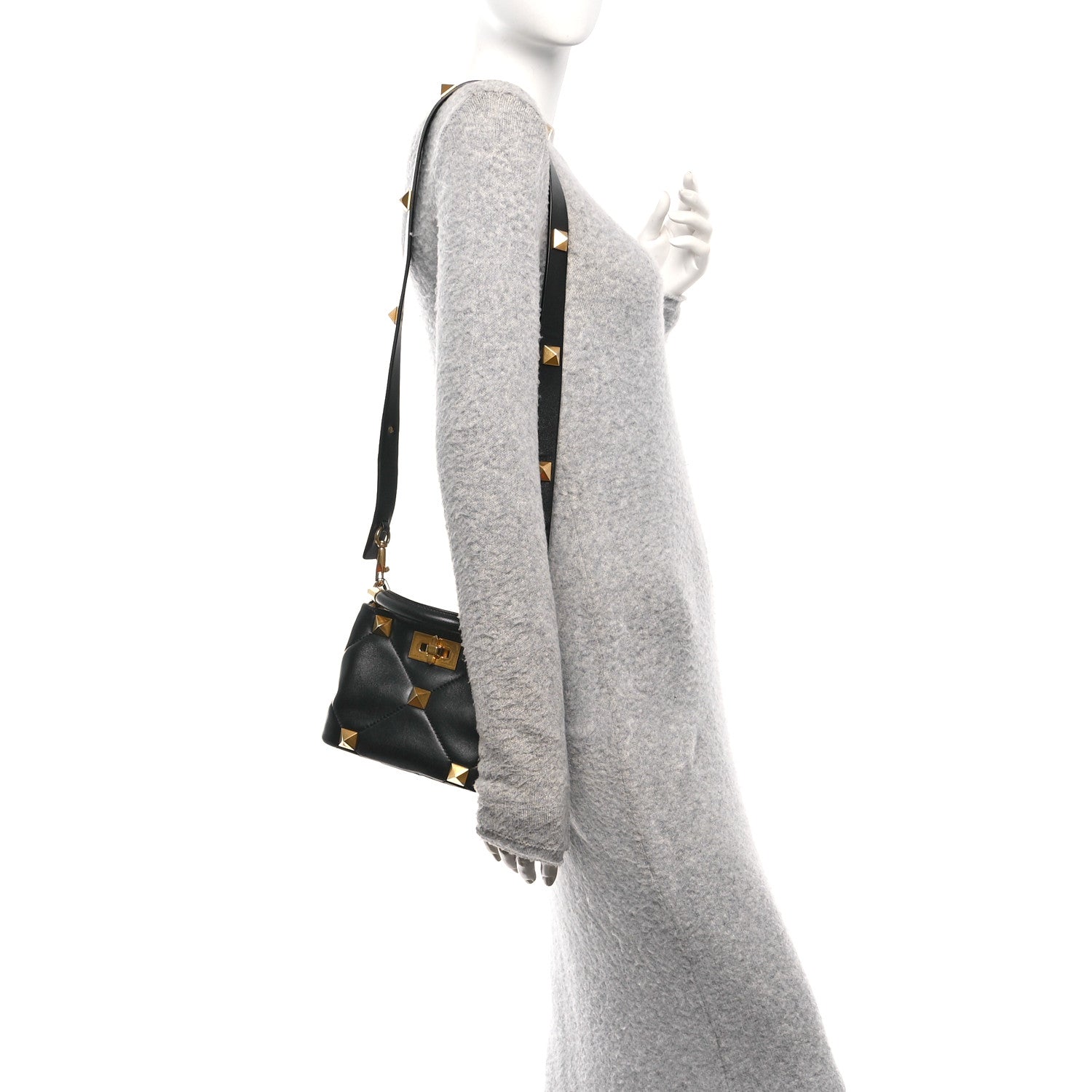 Valentino Garavani Nappa Mini Roman Stud The Handle Bag Black 2 of 9