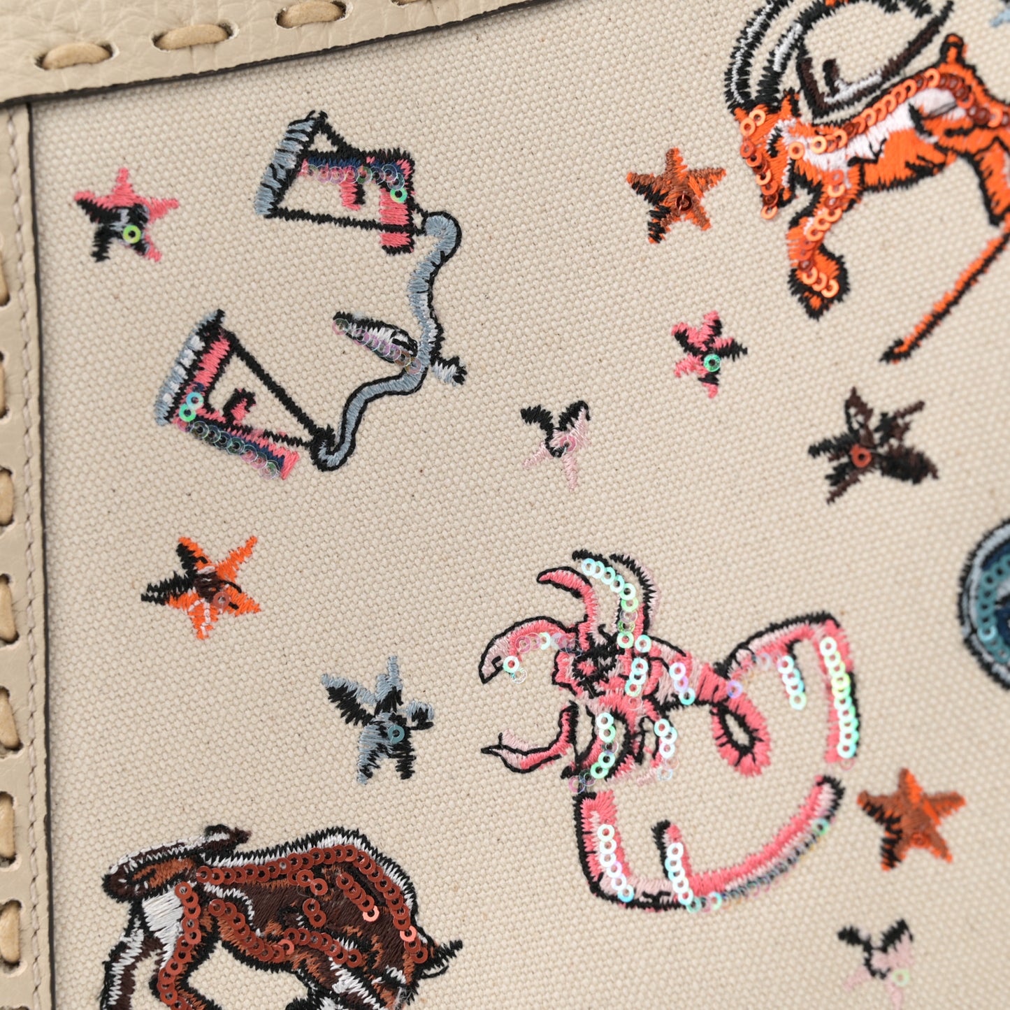Canvas Cuoio Romano Selleria Astrology Mini Peekaboo Iconic Satchel Camelia