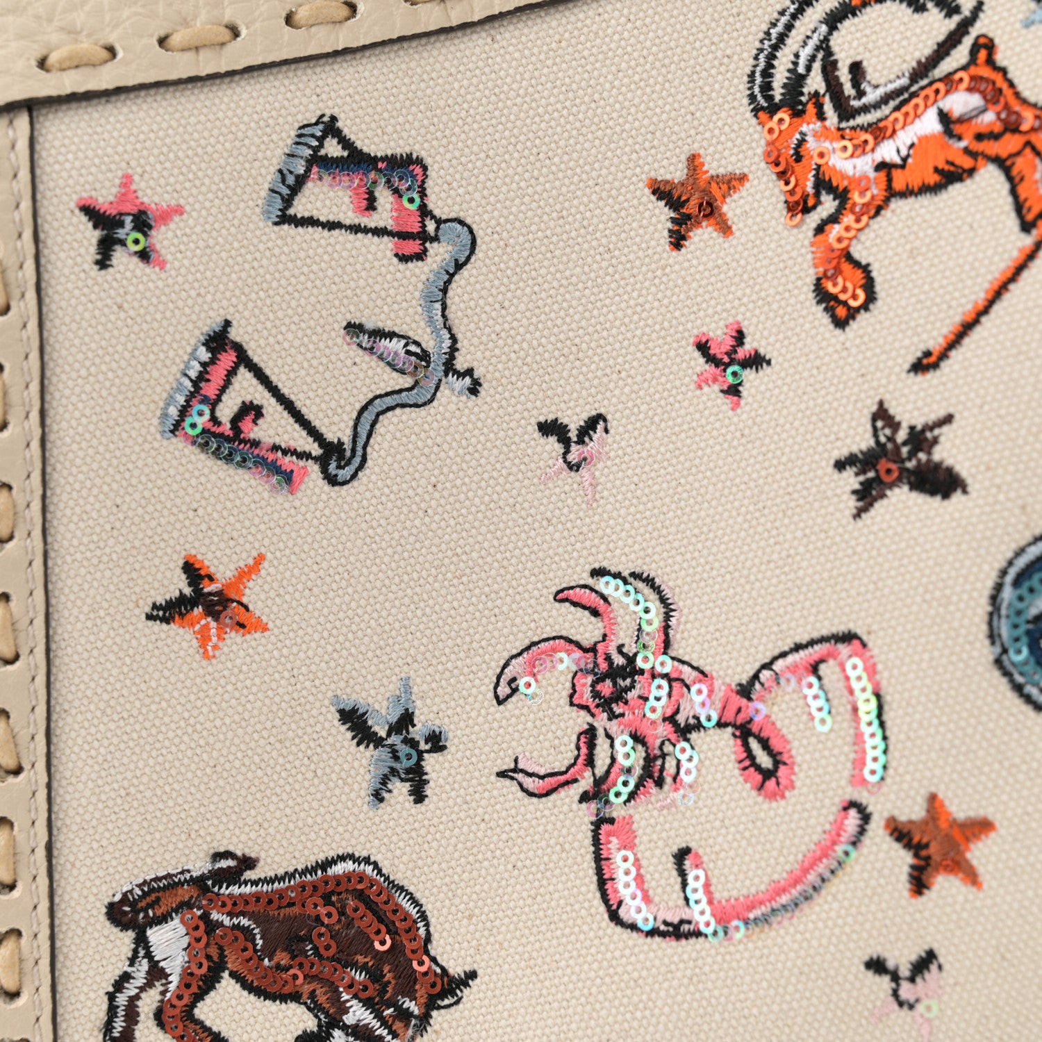 Fendi Canvas Cuoio Romano Selleria Astrology Mini Peekaboo Iconic Satchel Camelia 11 of 14