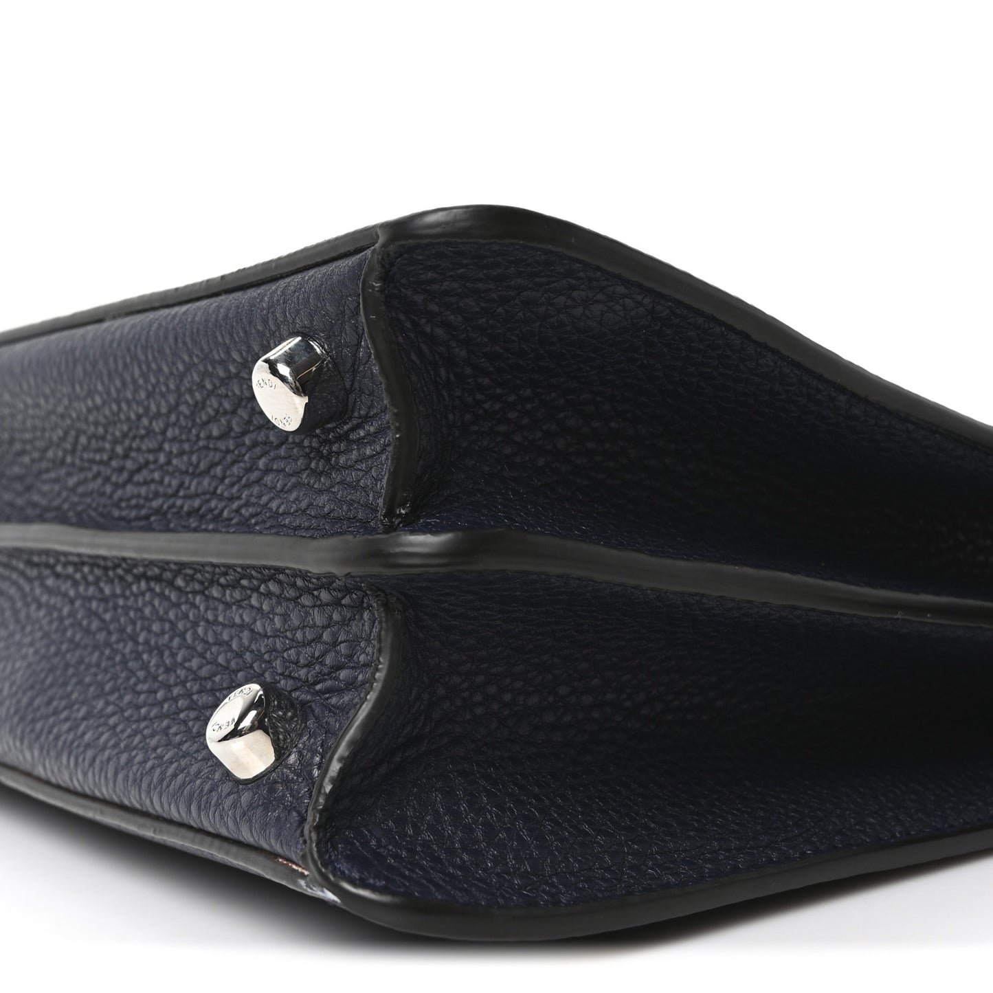 Cuoio Romano Vitello Cover Glazed Fabric Bi-Color FF 1974 Mini Peekaboo I SEE U Satchel Blue Dark Brown Tobacco Moro