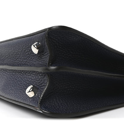 Fendi Cuoio Romano Vitello Cover Glazed Fabric Bi-Color FF 1974 Mini Peekaboo I SEE U Satchel Blue Dark Brown Tobacco Moro 9 of 9