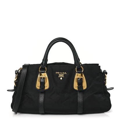 Prada Tessuto Nylon Soft Calfskin Shopping Satchel Black 1 of 9