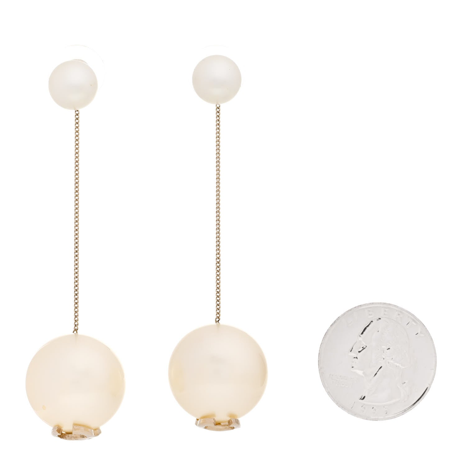 Chanel Pearl CC Chain Drop Earrings Gold 2 of 6