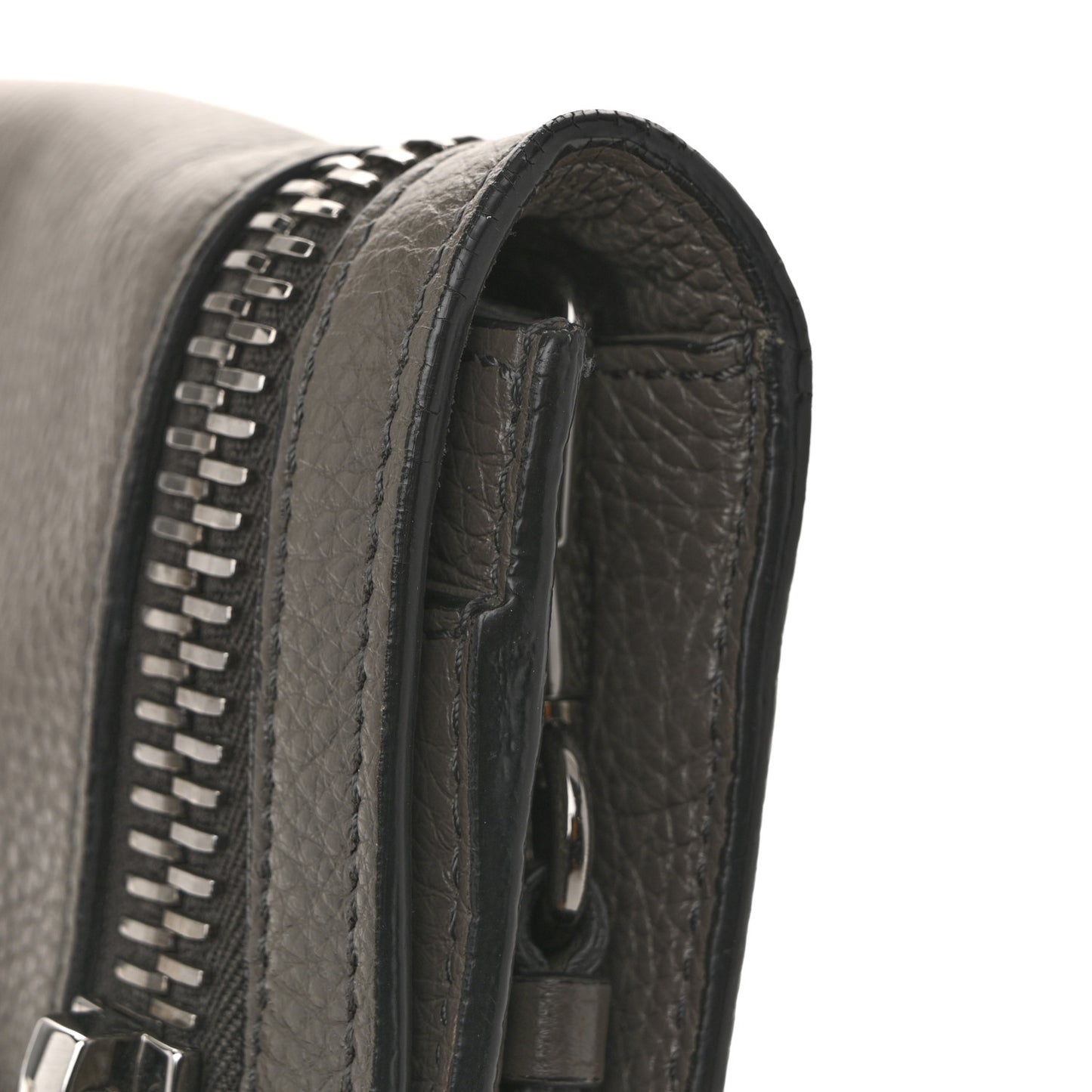 Pebbled Calfskin Alix Zip + Padlock Crossbody Grey