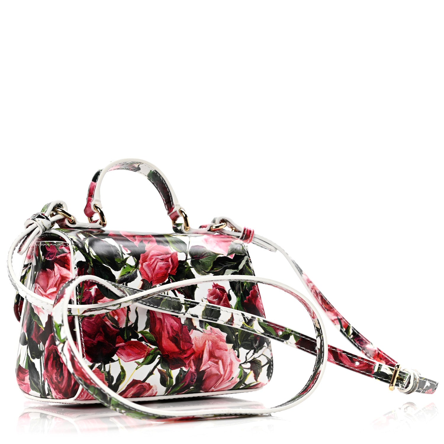 Dolce & Gabbana Calfskin Rose Print Micro Miss Sicily Satchel Pink 2 of 5