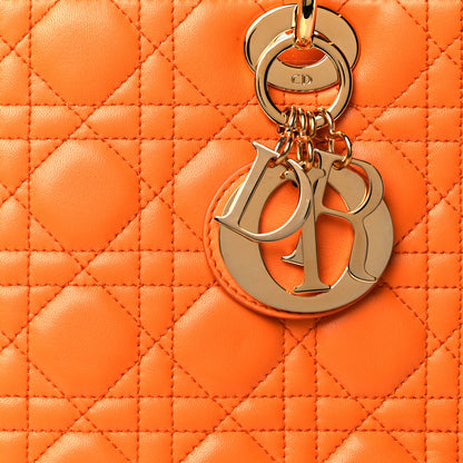 Christian Dior Lambskin Cannage Medium Lady Dior Orange 8 of 10