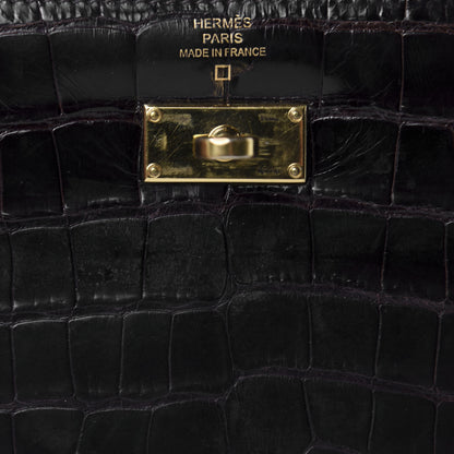 Hermes Matte Alligator Kelly Longue Wallet Chocolate 9 of 13