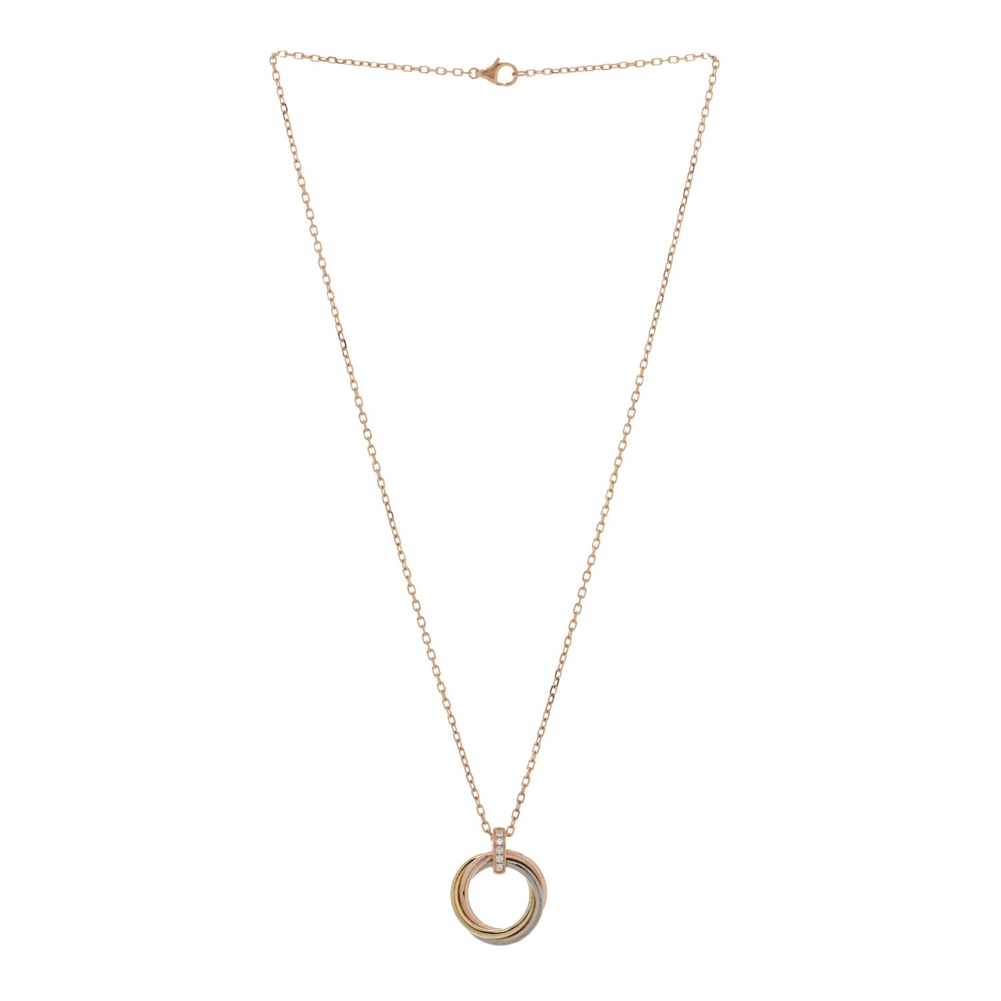 18K Pink White Yellow Gold Diamond Trinity Pendant Necklace