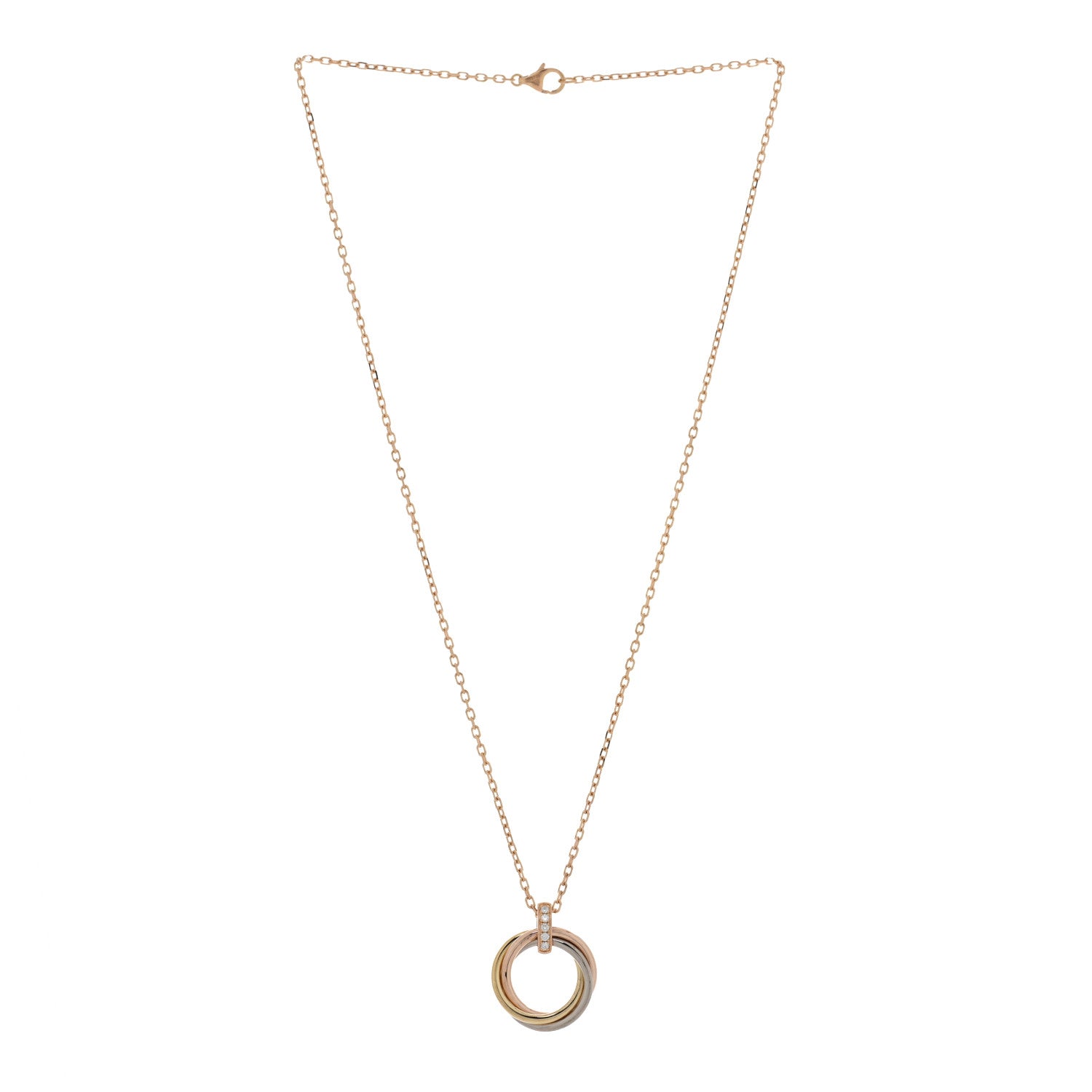 Cartier 18K Pink White Yellow Gold Diamond Trinity Pendant Necklace 3 of 4
