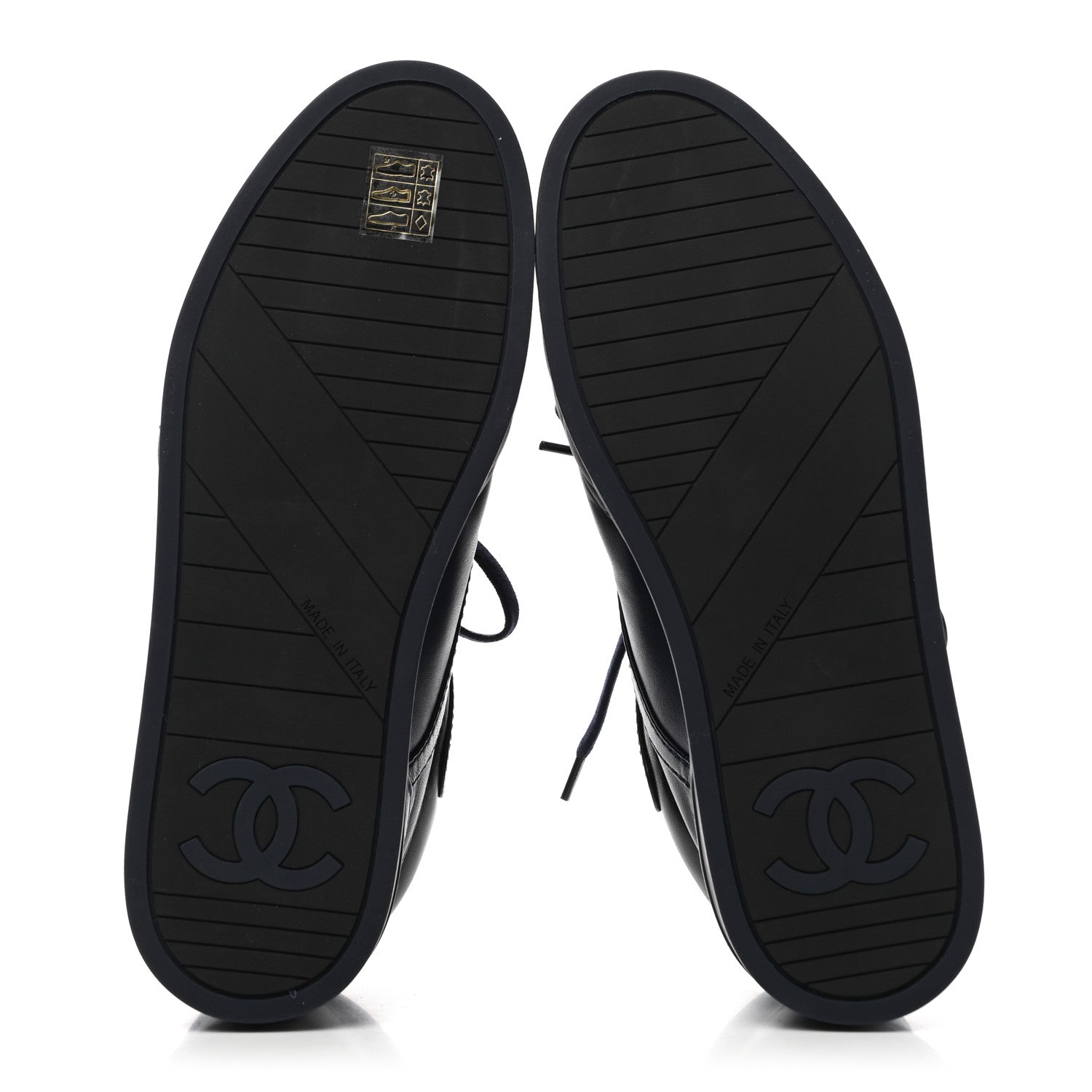 Chanel Lambskin Logo Strap Sneakers 38.5 Blue Black 5 of 9