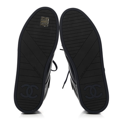 Chanel Lambskin Logo Strap Sneakers 38.5 Blue Black 5 of 9