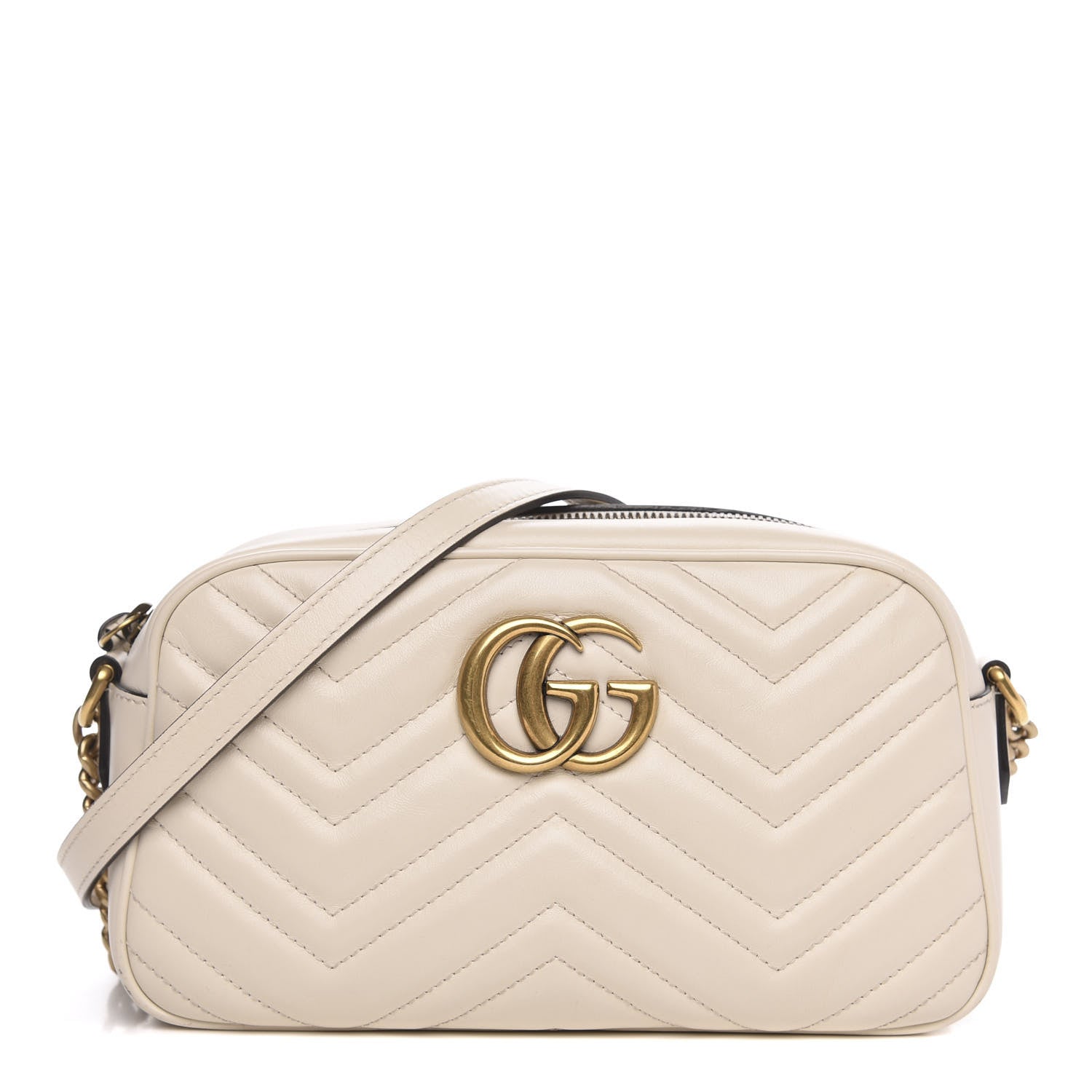 Gucci Calfskin Matelasse Small GG Marmont Chain Shoulder Bag White 1 of 13