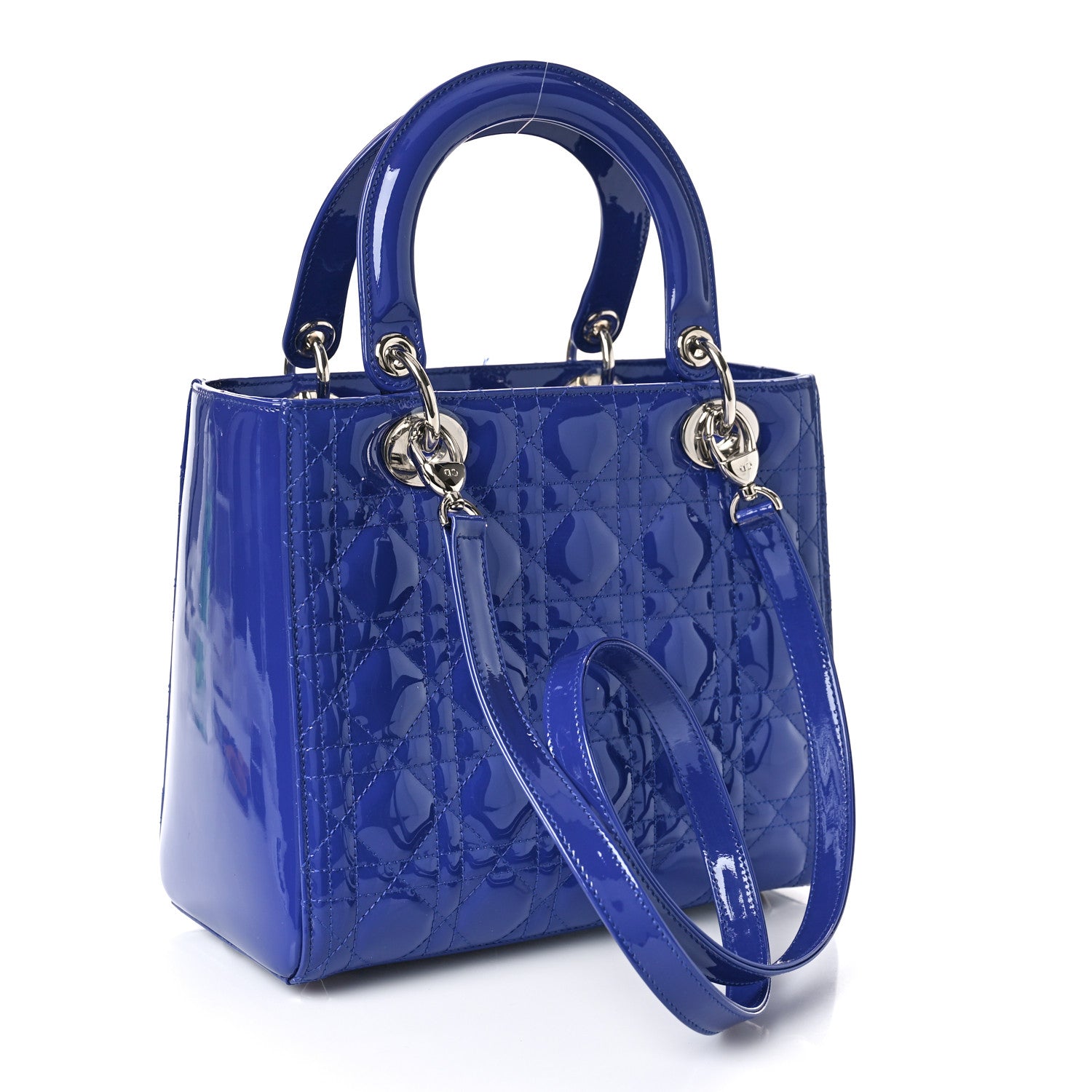 Christian Dior Patent Cannage Medium Lady Dior Blue 3 of 10
