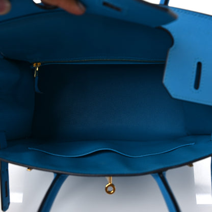 Hermes Madame Calfskin Birkin Sellier 30 Bleu Frida 4 of 7