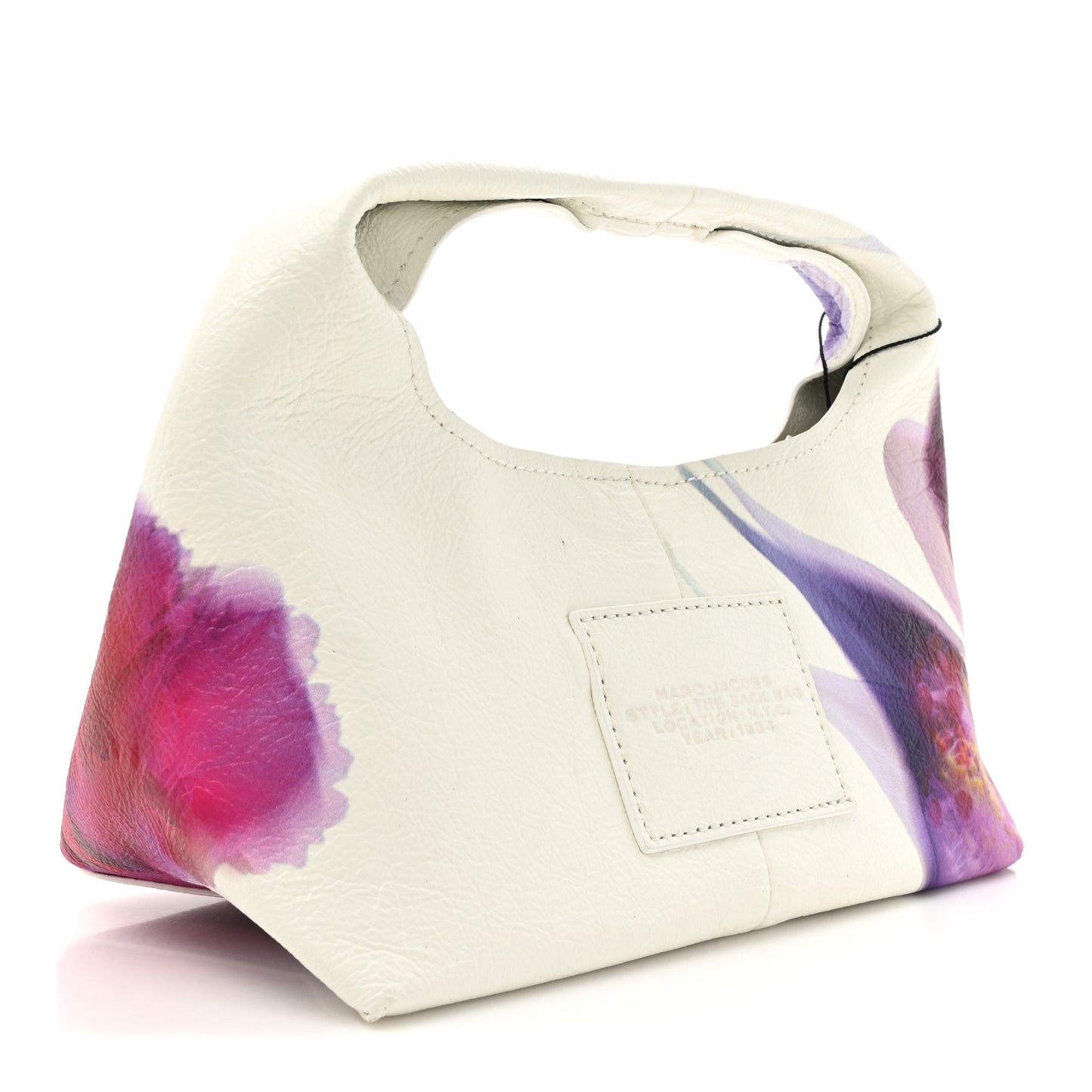 Crinkled Calfskin Future Floral Mini The Sack Bag White Multicolor