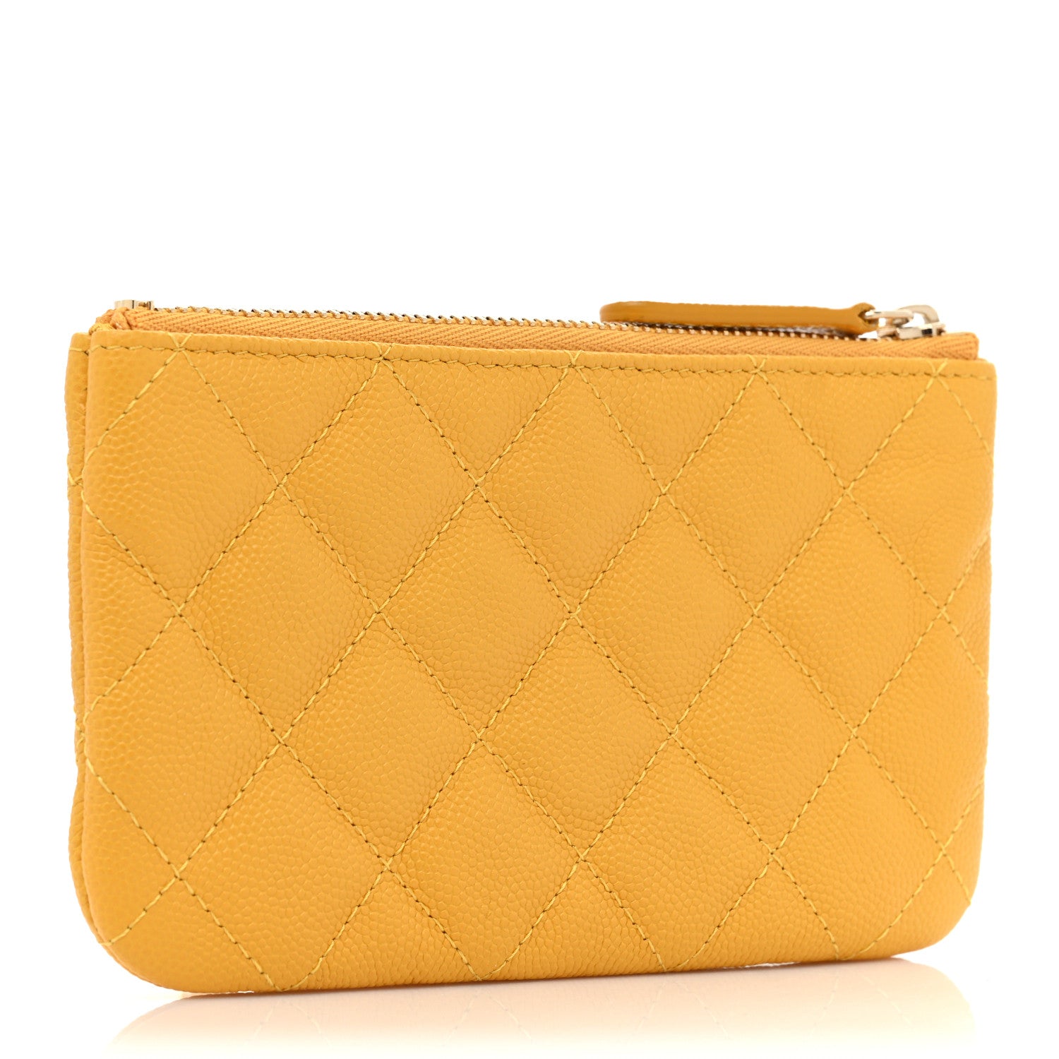 Chanel Caviar Quilted Small Cosmetic Case Yellow 3 of 9
