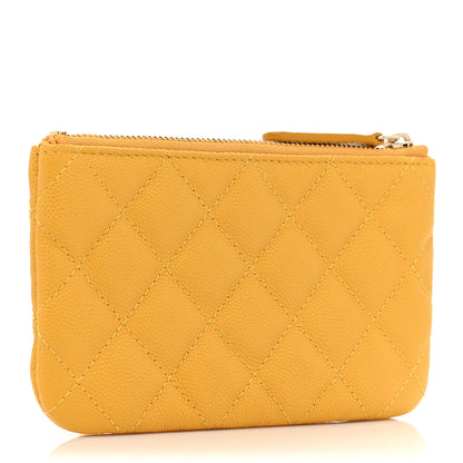 Chanel Caviar Quilted Small Cosmetic Case Yellow 3 of 9