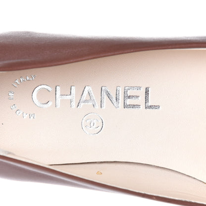 Chanel Lambskin Patent Cap Toe Ballerina Flats 36 Brown 9 of 10
