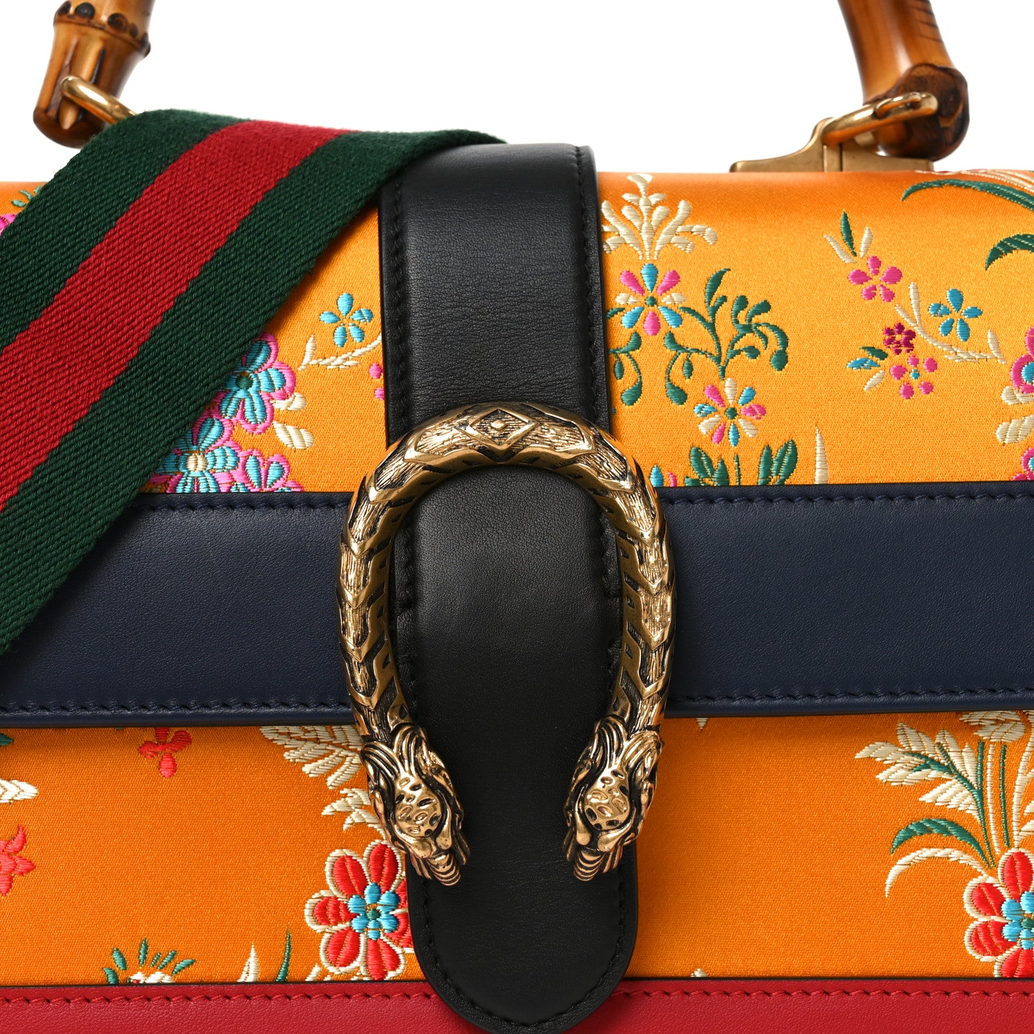 Gucci Satin Calfskin Bamboo Web Tokyo Print Medium Dionysus Top