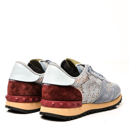 Valentino Garavani Macrame Lace Suede Womens Rockrunner Sneakers 36 Cristall 4 of 9