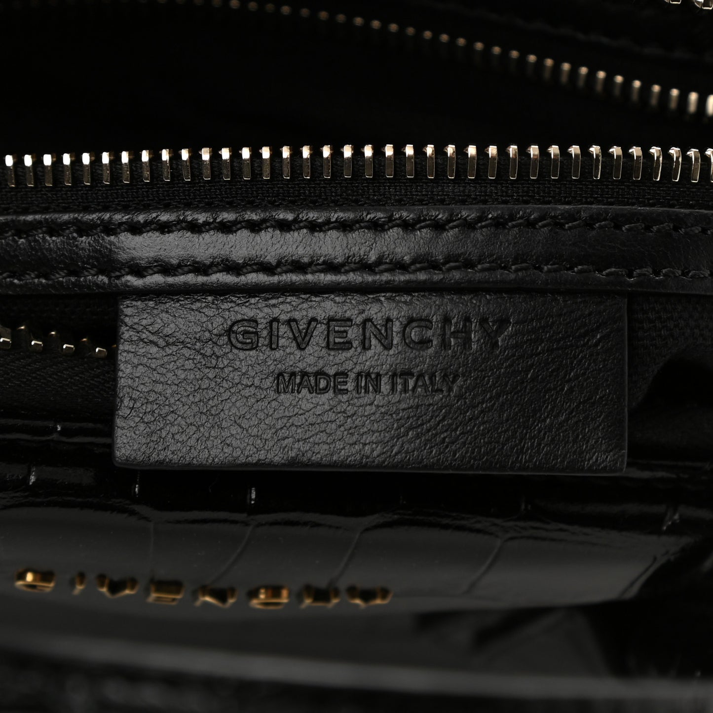 Calfskin Crocodile Embossed Small Antigona Black