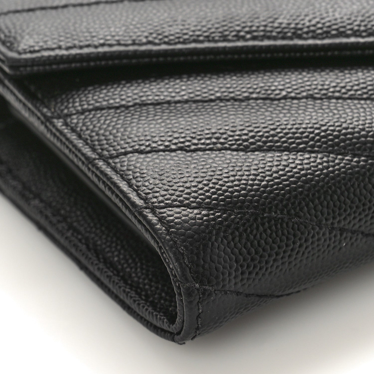 Saint Laurent Grain De Poudre Matelasse Chevron Monogram Flap Wallet Black 7 of 8