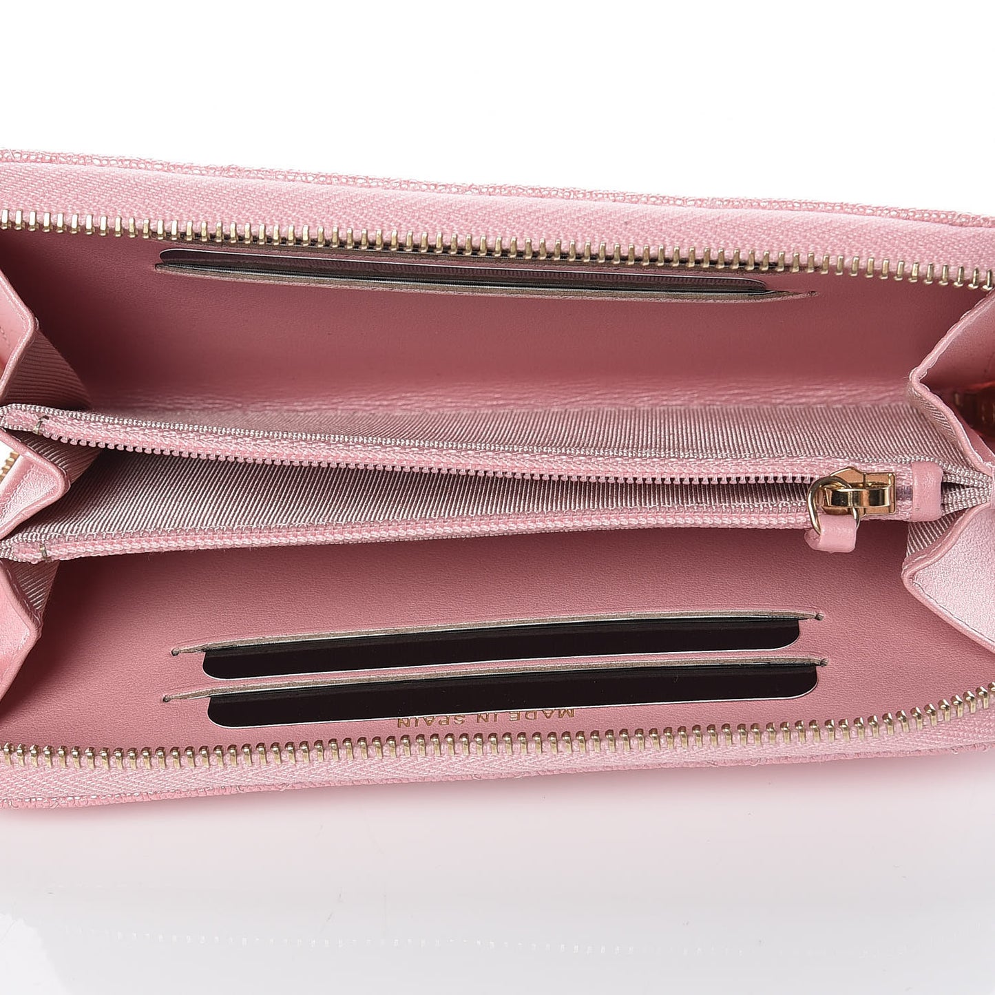 Iridescent Caviar Quilted Medium Zip Around Wallet Pink