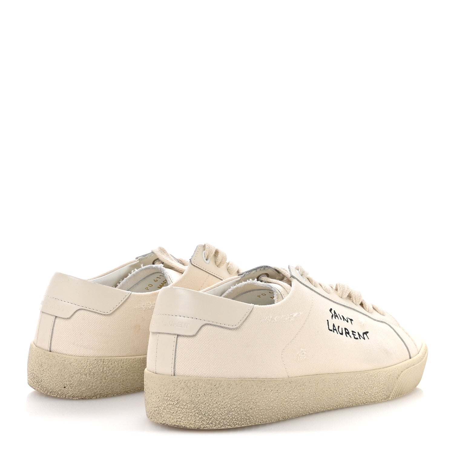 Saint Laurent Distressed Canvas Court Classic Sneakers 41 Panna 5 of 8