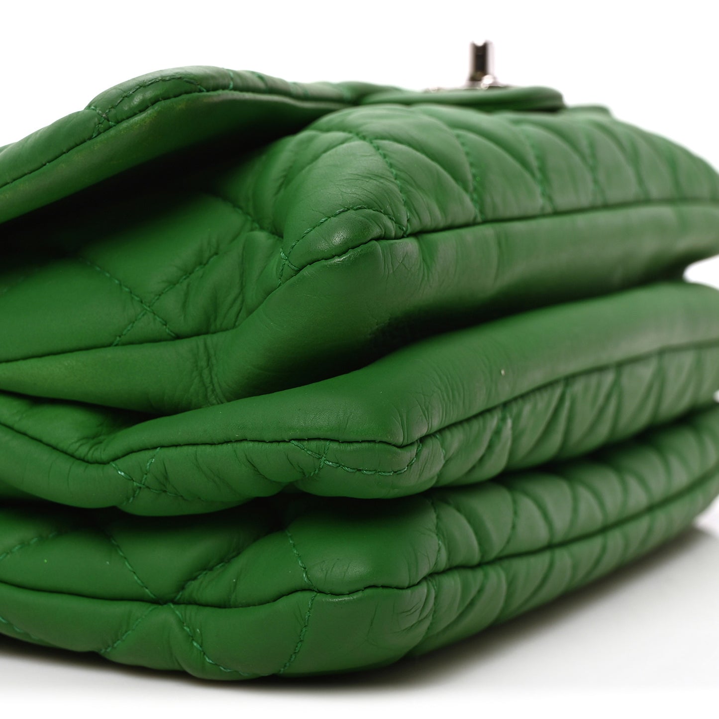 Calfskin Quilted Tender Touch Flap Bag Green