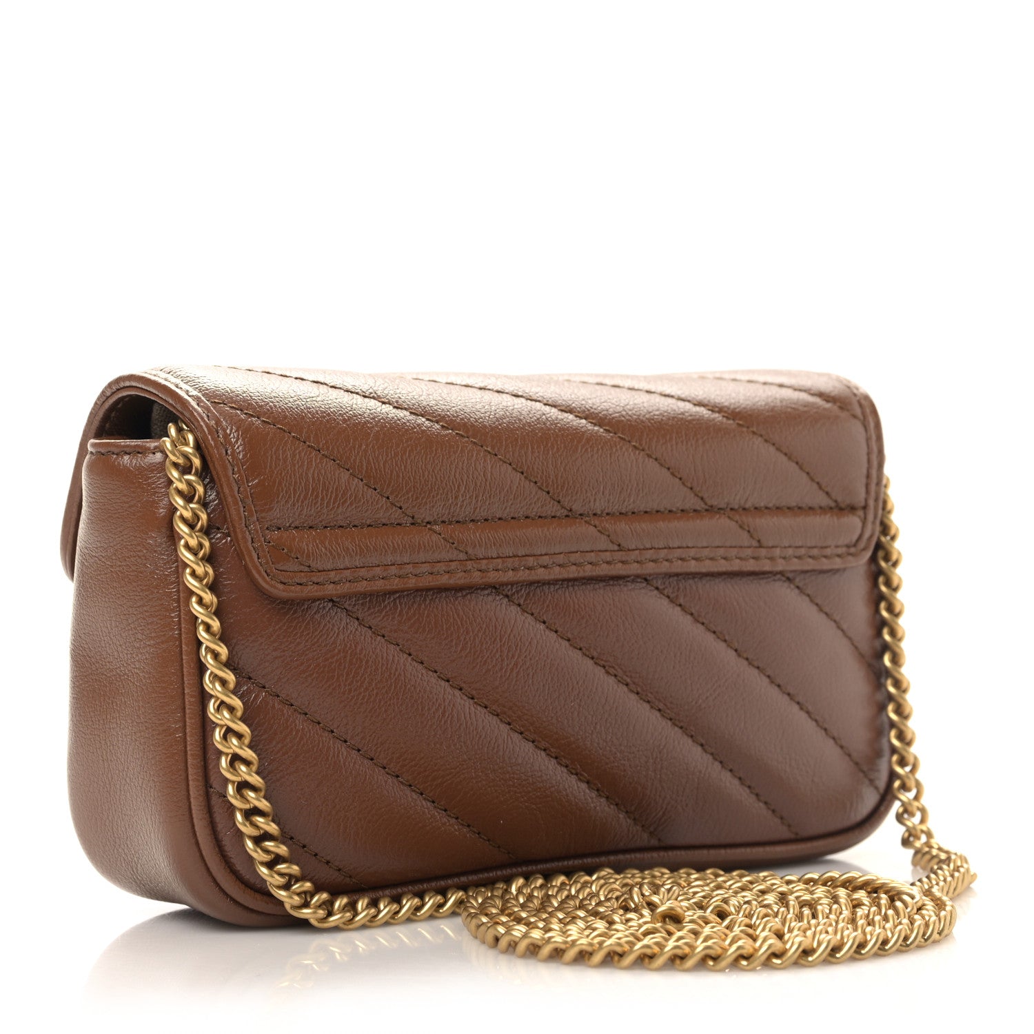 Gucci Calfskin Matelasse Diagonal Super Mini GG Marmont Shoulder Bag Cuir 3 of 9