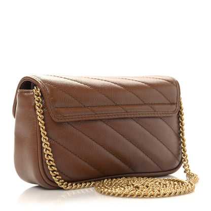 Gucci Calfskin Matelasse Diagonal Super Mini GG Marmont Shoulder Bag Cuir 3 of 9