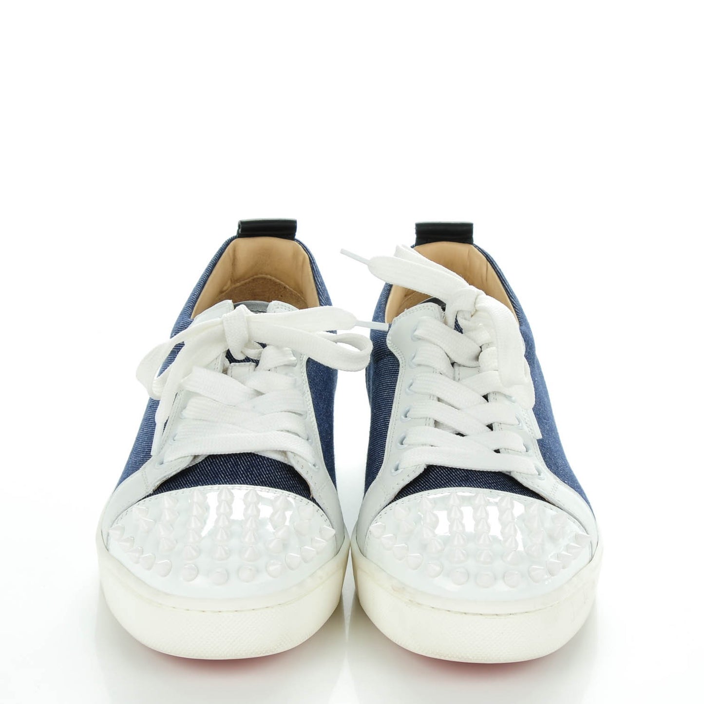 Denim Calfskin Louis Spikes Flat Sneakers 39.5 Blue