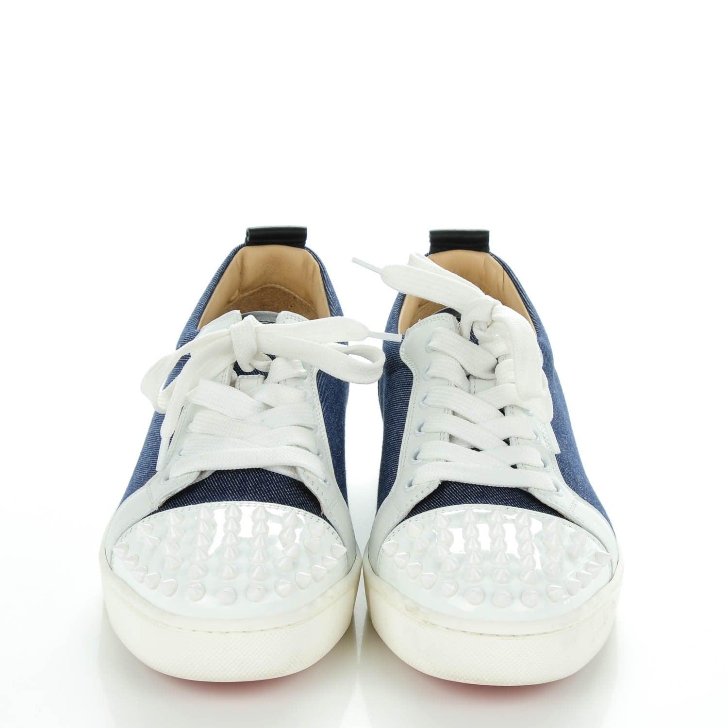 Christian Louboutin Denim Calfskin Louis Spikes Flat Sneakers 39.5 Blue 2 of 8