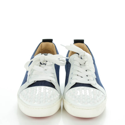 Christian Louboutin Denim Calfskin Louis Spikes Flat Sneakers 39.5 Blue 2 of 8