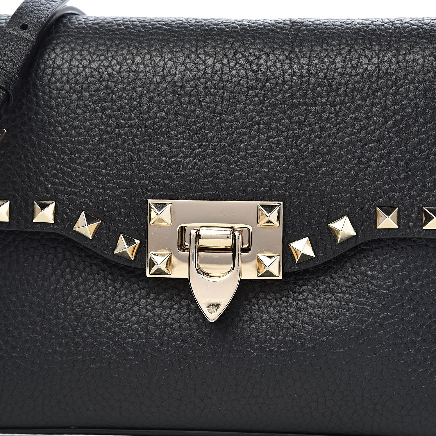 Valentino Garavani Pebbled Calfskin Medium Rockstud Flip Lock Crossbody Bag Black 9 of 9