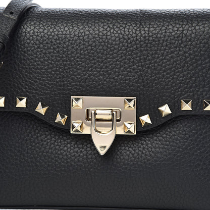 Valentino Garavani Pebbled Calfskin Medium Rockstud Flip Lock Crossbody Bag Black 9 of 9