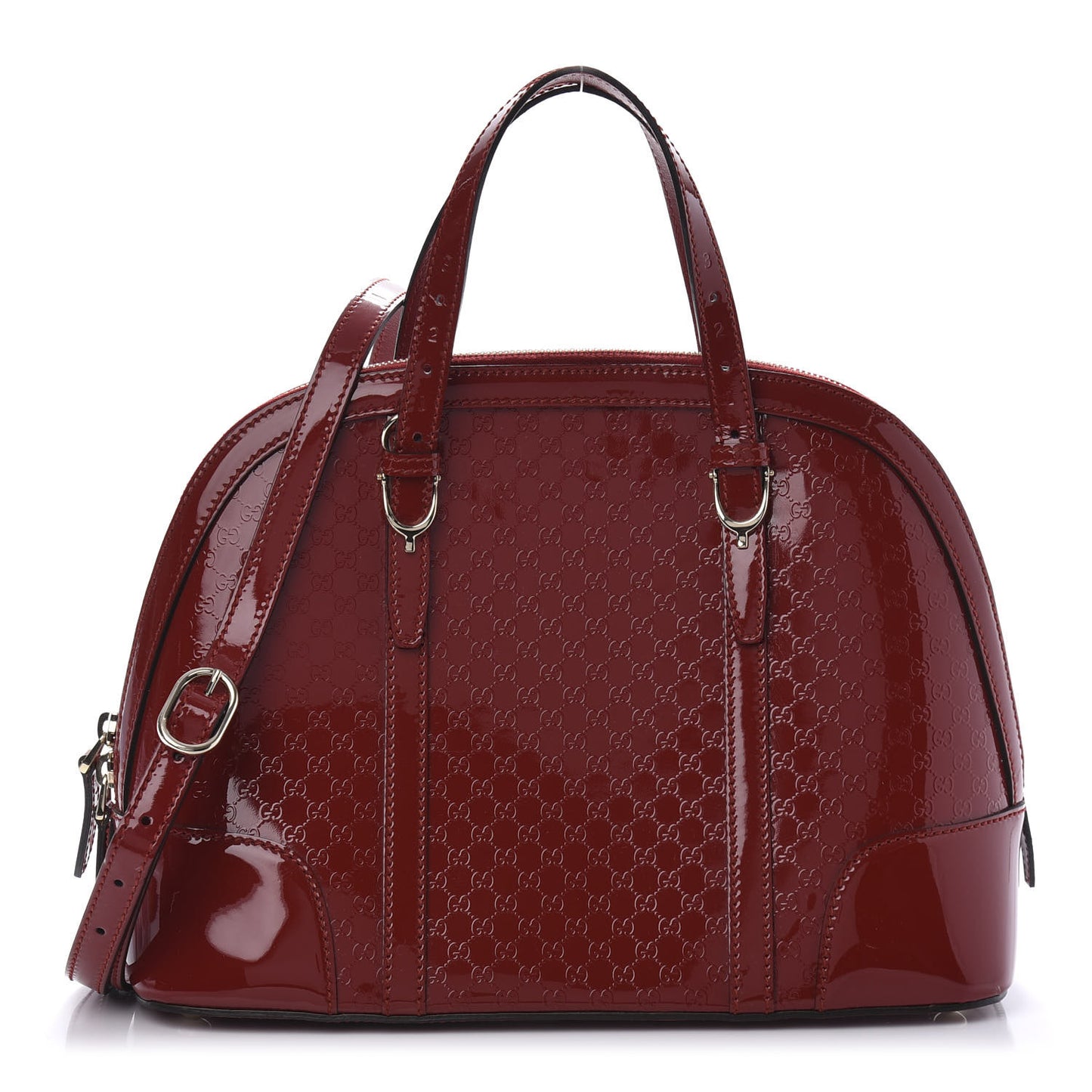 Patent Microguccissima Small Nice Top Handle Dome Bag Rose Bed